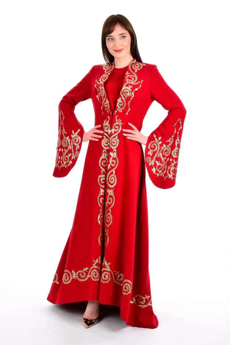 W&C 2416 Abaya Red