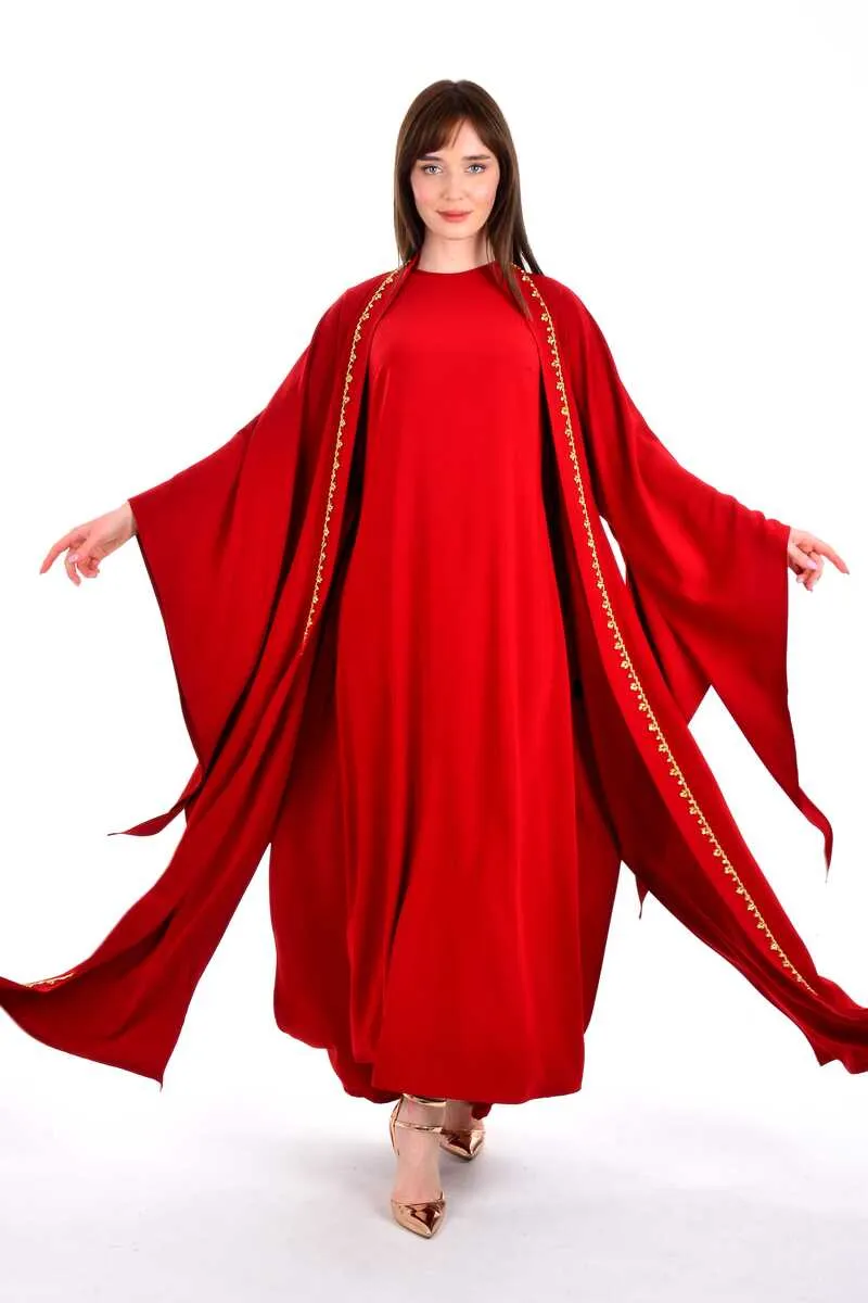 W&C 2468 Abaya Red