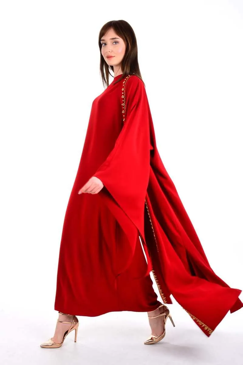 W&C 2468 Abaya Red