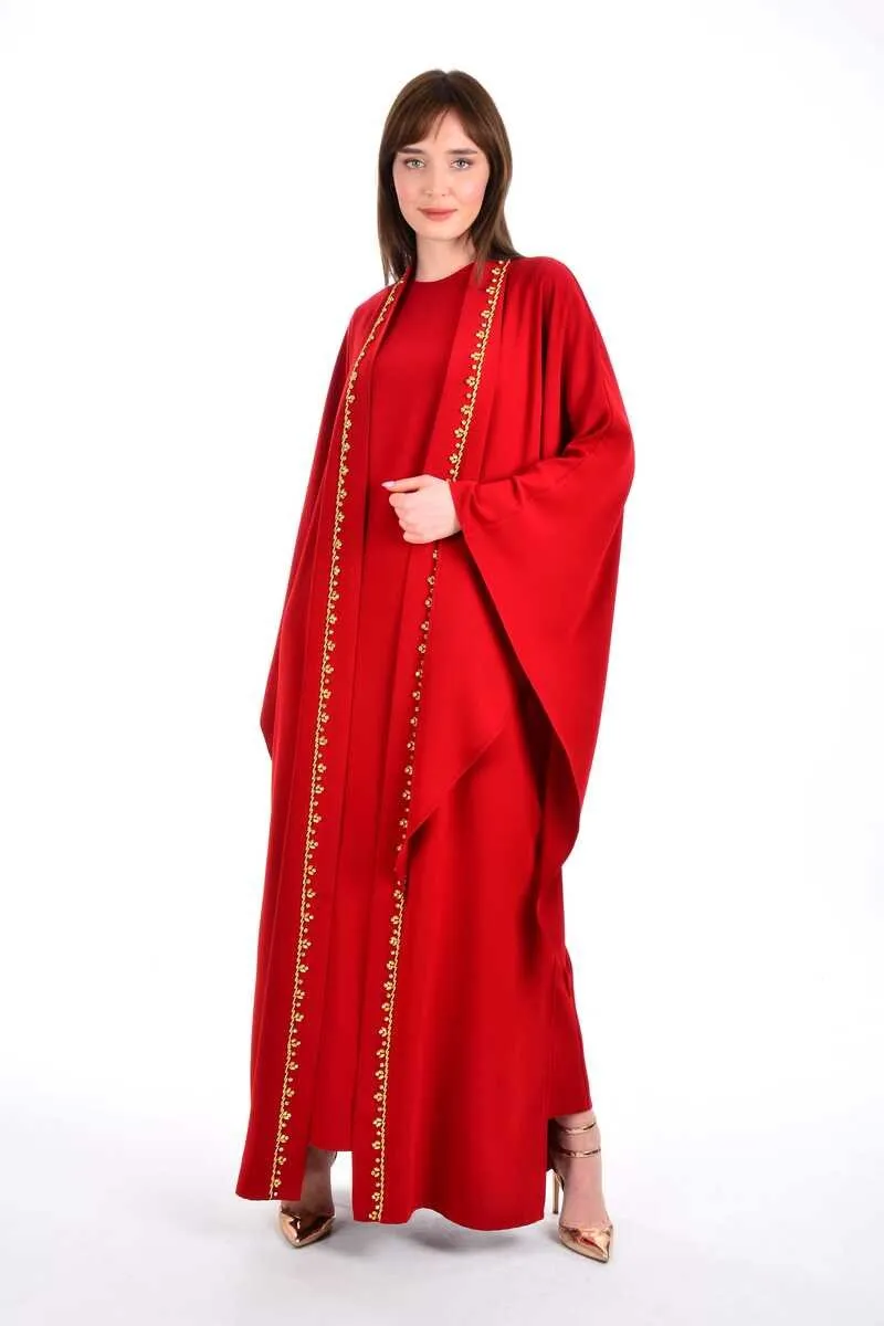 W&C 2468 Abaya Red