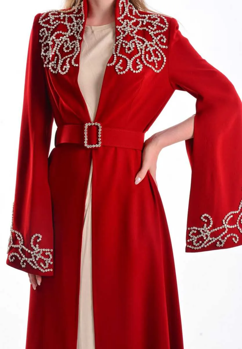 W&C 2507 Abaya Red