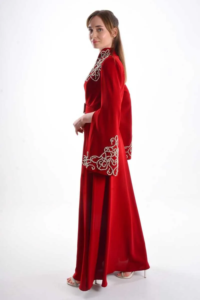 W&C 2507 Abaya Red