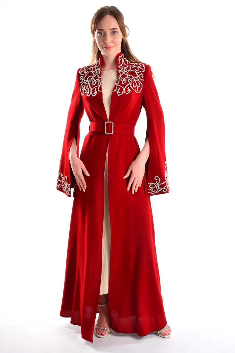 W&C 2507 Abaya Red