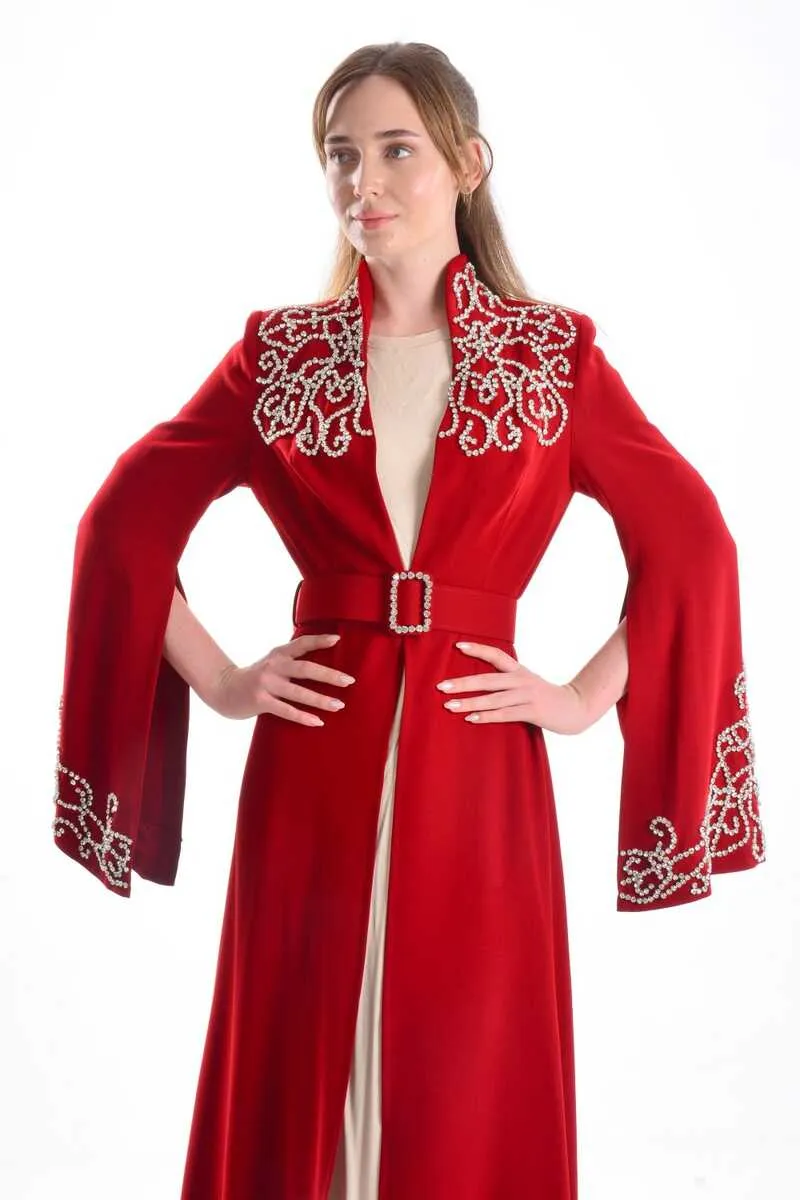 W&C 2507 Abaya Red