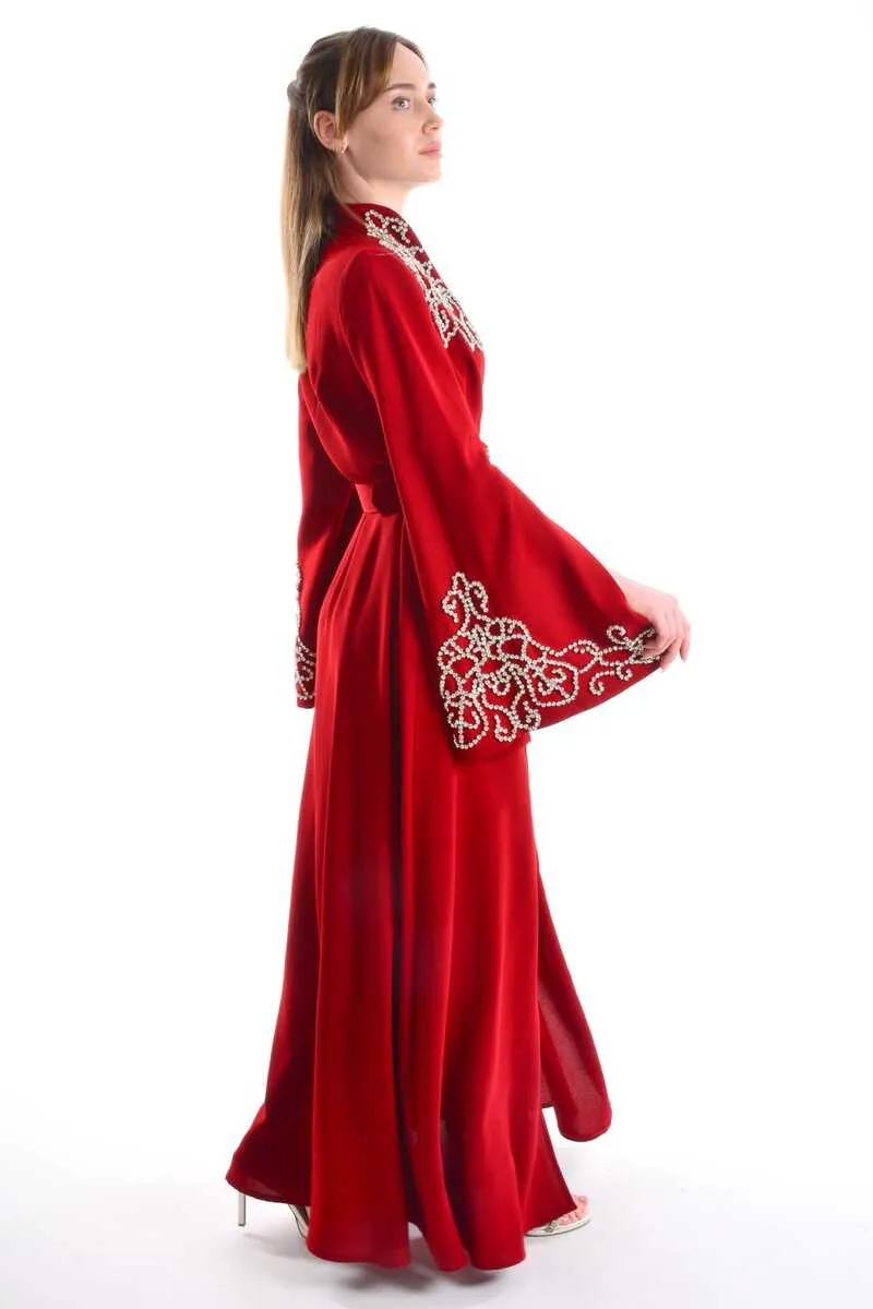 W&C 2507 Abaya Red